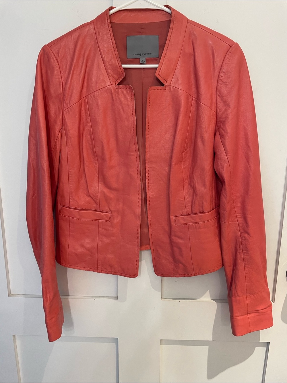 Classiques Entier for Nordstom’s Coral-Red Leather Jacket for Women Size Medium